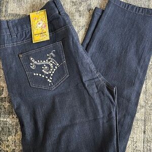 NWT Embellished Blue Jeans-Size 14